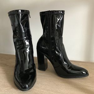 Black patient leather booties